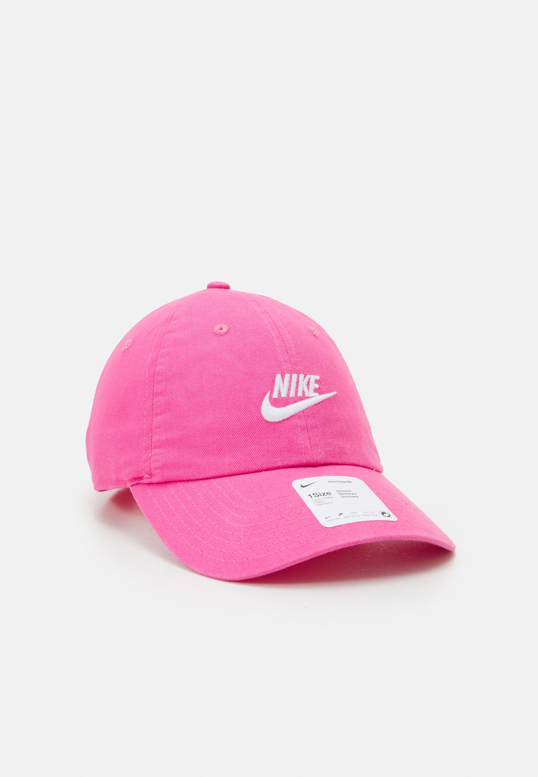 white nike hat with pink swoosh