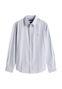 Lange mouwen knoopshirt in lichtblauw met witte strepen. Katoenen materiaal met een klassieke kraag en een klein logo op de borst.