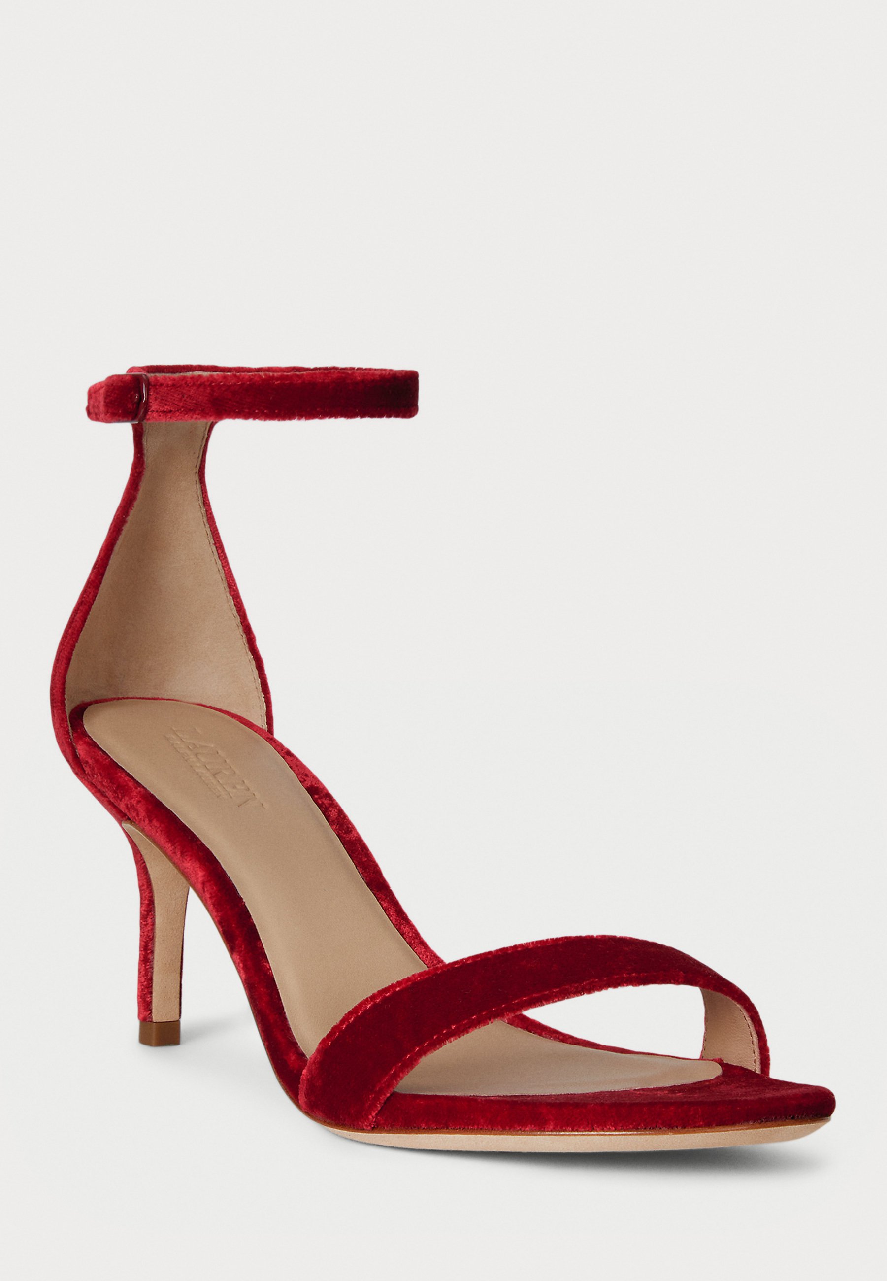 Lauren Ralph Lauren ALLIE MID HEEL VELVET SANDAL - Sandals - red