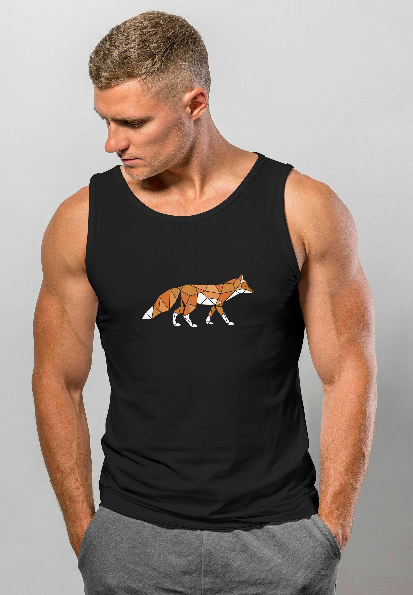 Neverless Herren T-Shirt – Fuchs Polygon Druck, Slim Fit, 100% Baumwolle