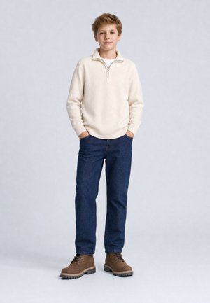 Petrol Industries, HALF-ZIP KNIT SWEATER IRONSHORE - Pullover - antique white melee