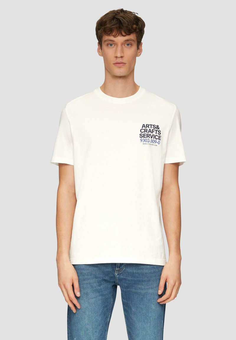 s.Oliver MIT CREW NECK UND FRONTPRINT - T-shirt print - weiß