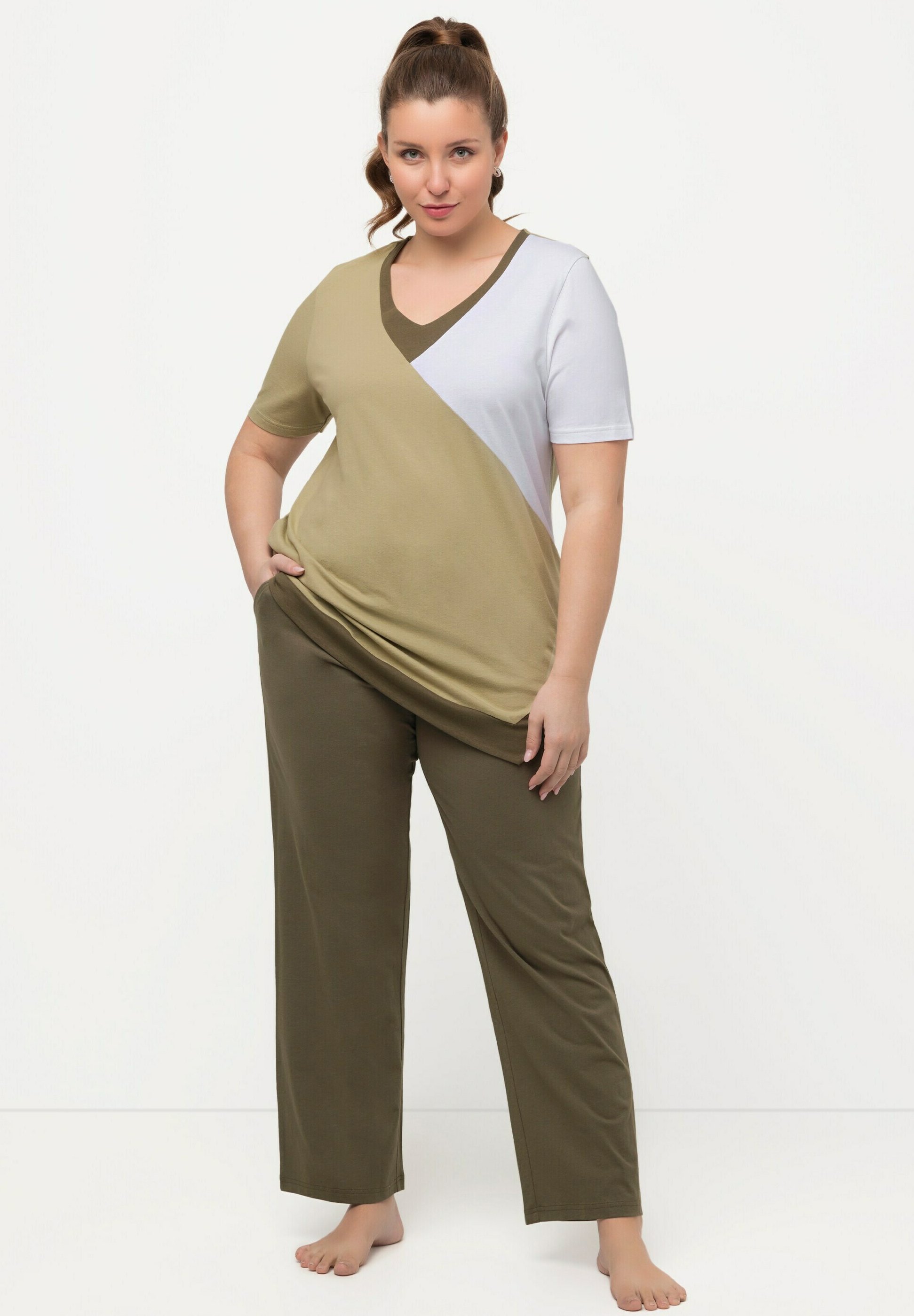 Ulla Popken Damen Nachthemd - Baumwolle Mit 3/4-Ärmeln