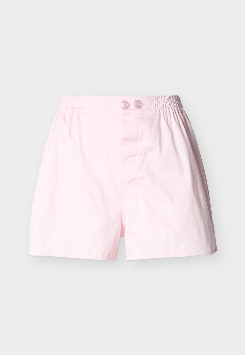Απαλά ροζ casual σορτς με ελαστική μέση και δύο ταιριαστά κουμπιά στο μπροστινό μέρος.