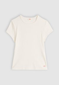 Λευκό κοντομάνικο T-shirt από ριμπ βαμβάκι, με στρογγυλή λαιμόκοψη και μικρή ετικέτα με το λογότυπο Levi's στο κάτω μέρος της ραφής.