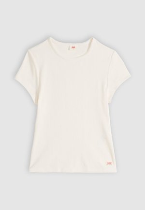 Λευκό κοντομάνικο T-shirt από ριμπ βαμβάκι, με στρογγυλή λαιμόκ οψη και μικρή ετικέτα με το λογότυπο Levi's στο κάτω μέρος της ραφής.