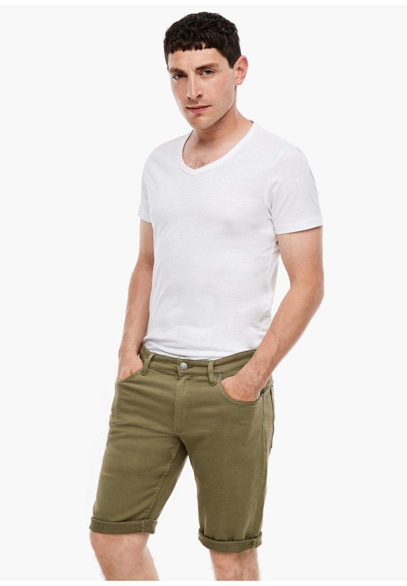 Herren Skinny Fit | s.Oliver BERMUDA Jeans Shorts olive/dunkelgrün - OC74350 Herren Skinny Fit | s.Oliver BERMUDA Jeans Shorts olive/dunkelgrün - OC74350