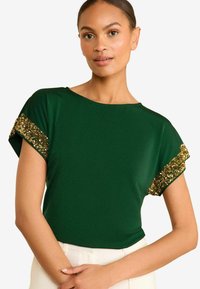 Love & Roses SEQUIN CUFF REGULAR FIT - Printtipaita - green with gold