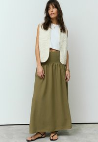 Next DROP WAIST - Jupe longue - boho khaki green