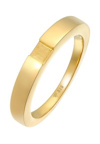 Inel din aur cu un band neted, plat și un accent dreptunghiular texturat. Marcaj cu "925" pe interior pentru argint sterling.
