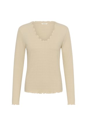 Cream, CRRIBBA LONG SLEEVE V-NECK - Camiseta de manga larga - oatmeal
