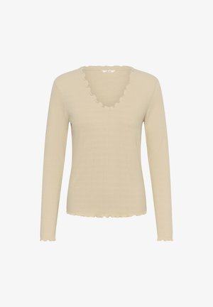 Cream, CRRIBBA LONG SLEEVE V-NECK - T-shirt à manches longues - oatmeal