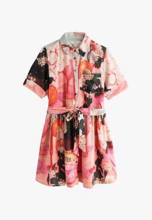 Next, REGULAR FIT - SHORT SLEEVE TIE WAIST SHIRT DRESS . - Skjortekjole - red print
