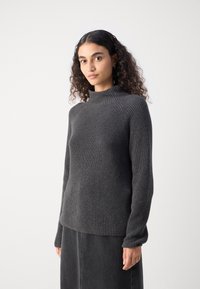 Marc O'Polo LONGSLEEVE STAND UP COLLAR - Strickpullover - deep grey melange