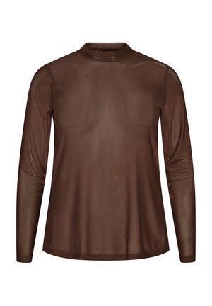 Zizzi, ENGANLIEGENDE MESH-BLUSE MIT LANGEN ÄRMELN - Bluse - braun