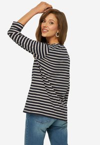 LAURASØN REGULAR FIT RINGEL RUNDHALS 3/4-ÄRMEL - Langarmshirt - black