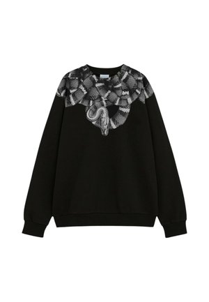 Felpa nera con una stampa grafica testurizzata a forma di serpente sul petto e sul collo, con maniche lunghe e orlo a costine.