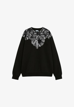 Felpa nera con una stampa grafica testurizzata a forma di serpente sul petto e sul collo, con maniche lunghe e orlo a costine.