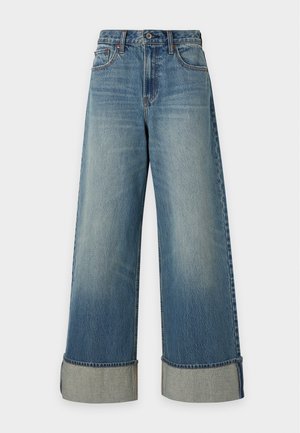 Abercrombie & Fitch, CUFF HEM - Wide Leg - blue denim