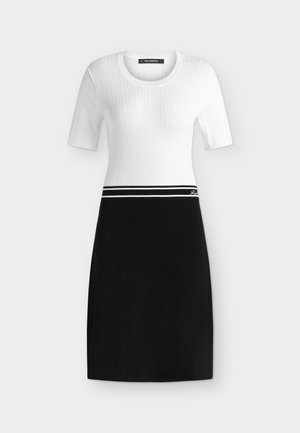 KARL LAGERFELD, LOGO KNIT DRESS - Robe pull - white/black