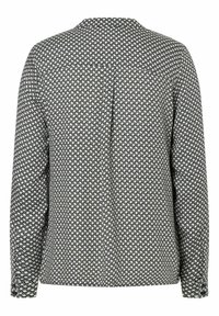 Langärmliges Hemd mit einem schwarz-weißen geometrischen Muster, aus leichtem Stoff mit klassischem Kragen und geknöpften Manschetten.
