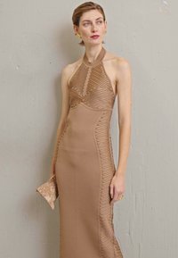 Hervé Léger LAW ROACH RIBBON EMBROIDERED HALTER GOWN - Alkalmi viselet - honey
