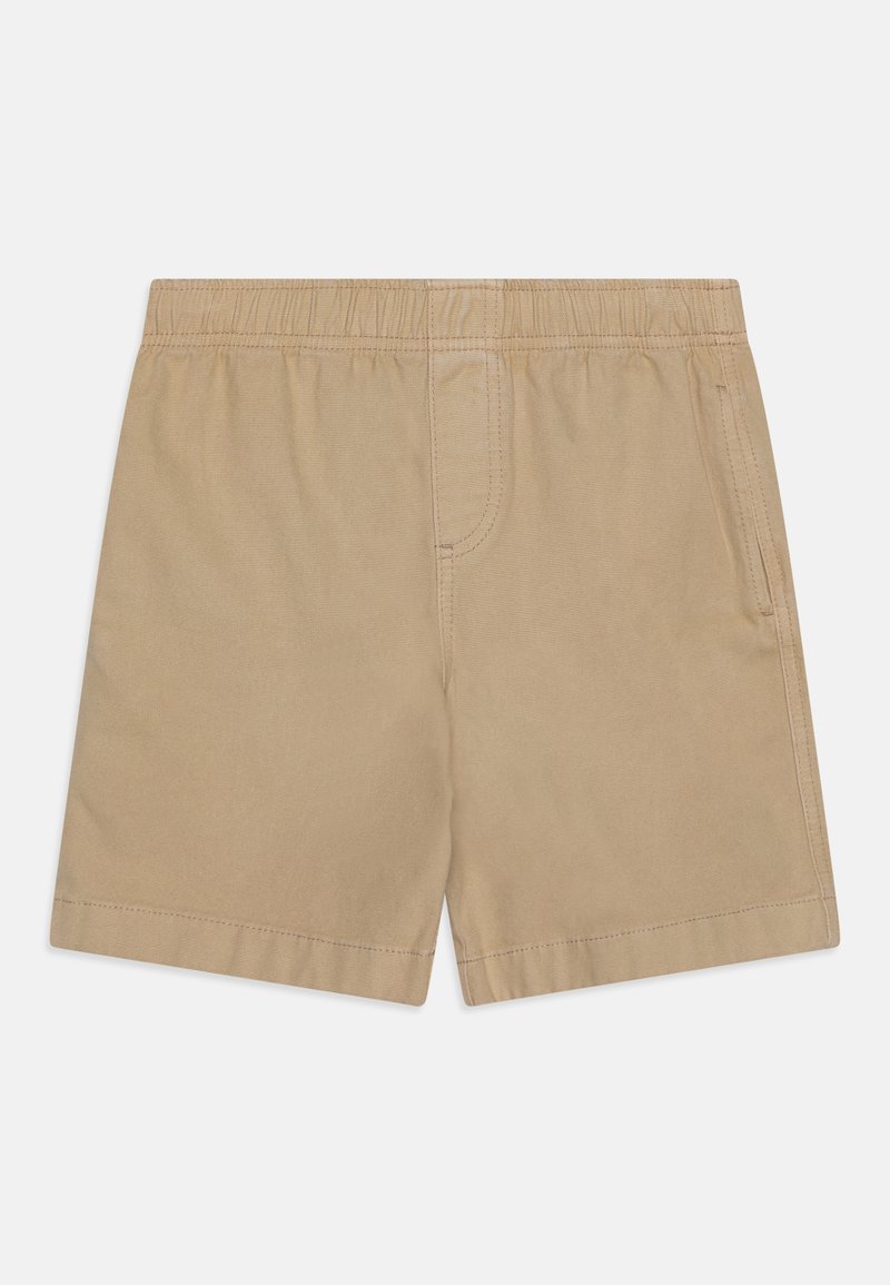 Beige shorts lavet af letvægtsstof. Har en elastisk talje, sidelomme og pæn syning. Lige snit og glat tekstur.