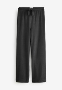 Sorte, bløde stofsweatpants med elastisk talje og snørebånd. Lige ben-design, struktureret overflade, ingen synlige lommer.