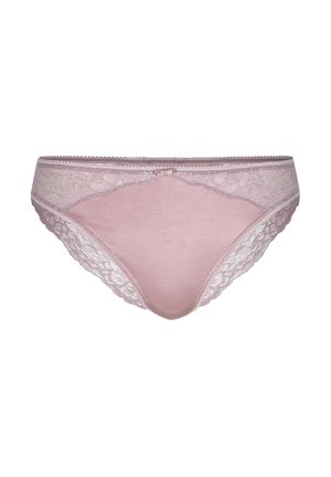 Roze katoenen ondergoed met delicate kantaccenten aan de zijkanten, een gladde afwerking en een hoger uitgesneden model.