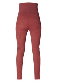 Leggings taille haute froncés en tissu doux bordeaux avec une texture semblable à du daim. Design ajusté avec un dos lisse et sans couture.
