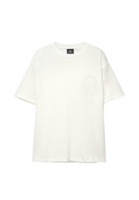 T-shirt bianco a maniche corte realizzato in morbido cotone. Presenta un design del logo goffrato sobrio sulla parte sinistra del petto. Collo rotondo.