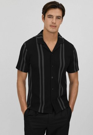 REGULAR FIT - CASTLE STRIPED CUBAN COLLAR - Cămașă - black steel grey