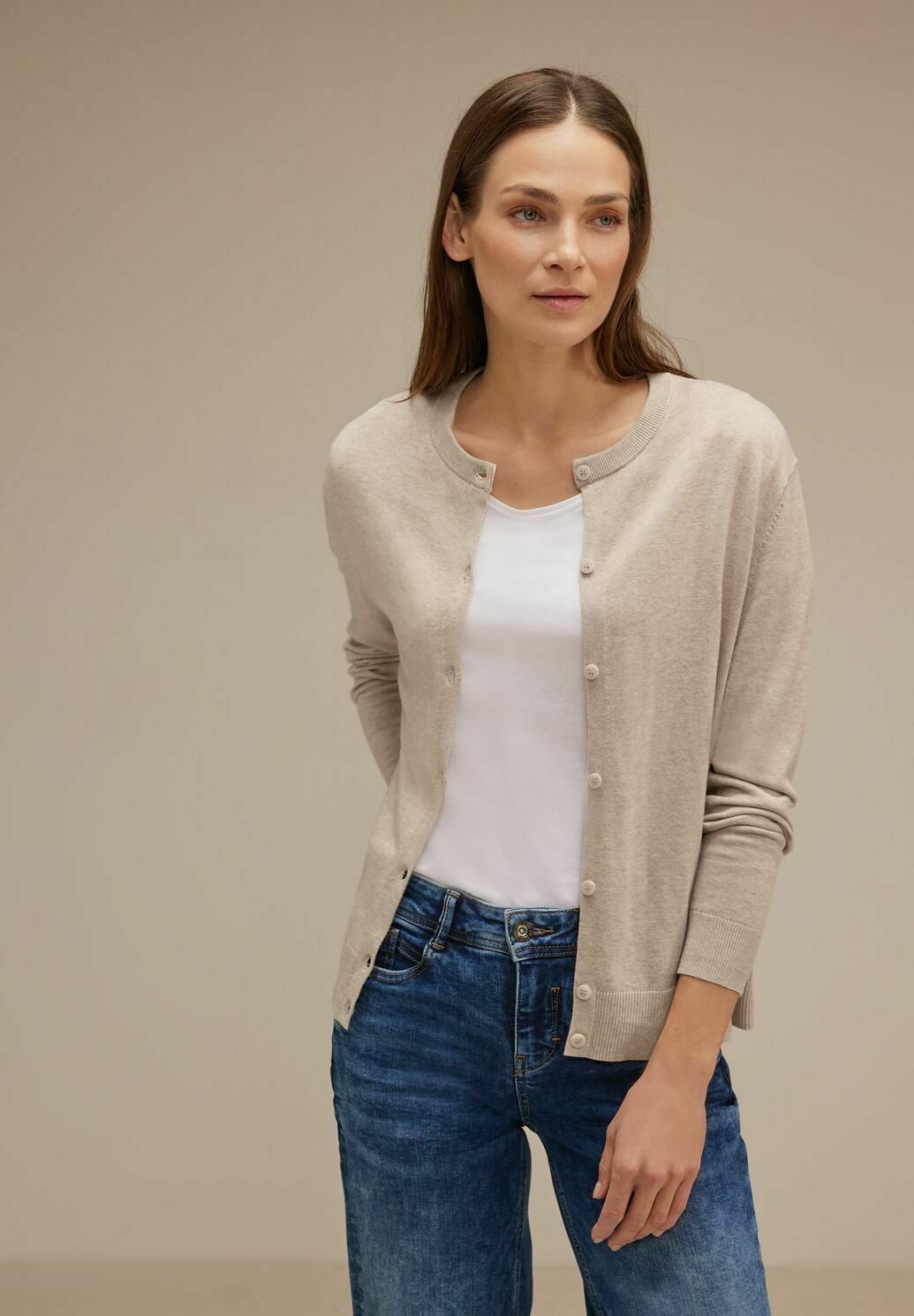 Strickjacke Street One Cardigan Beige STREET ONE Cardigan Aus