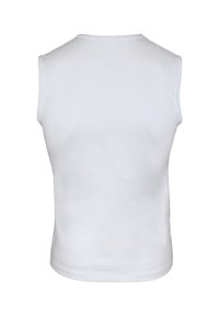 Witte mouwloze katoenen tanktop met een ronde halslijn, een gladde textuur en zonder zichtbare patronen of accenten. Aansluitende pasvorm aan de achterkant.