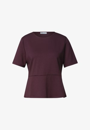 Street One, ROUND-NECK T-SHIRT WITH FLOUNCE DETAIL - T-shirts basic - rustic rouge