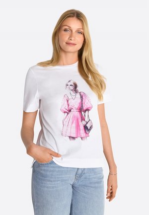 Rich & Royal MIT STRASSVERZIERUNG - T-Shirt print - white