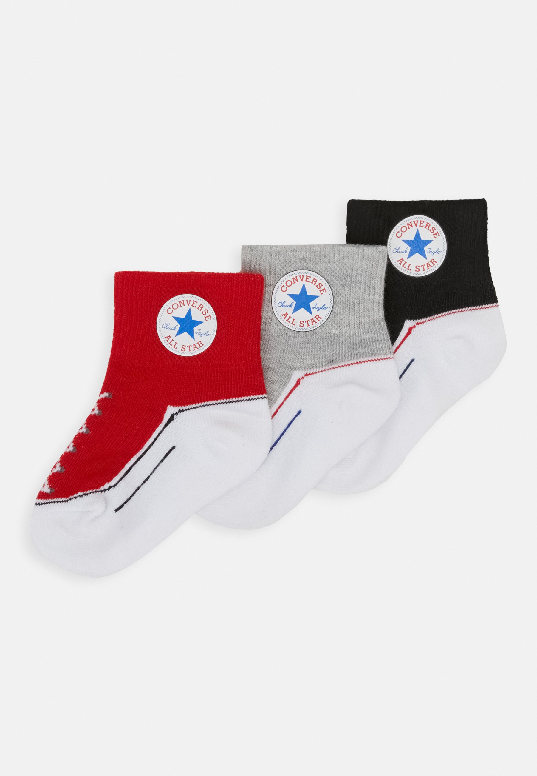 Tog Immunitet indtryk Converse CHUCK INFANT QUARTER 3 PACK UNISEX - Strømper - black/light  red/grey/sort - Zalando.dk