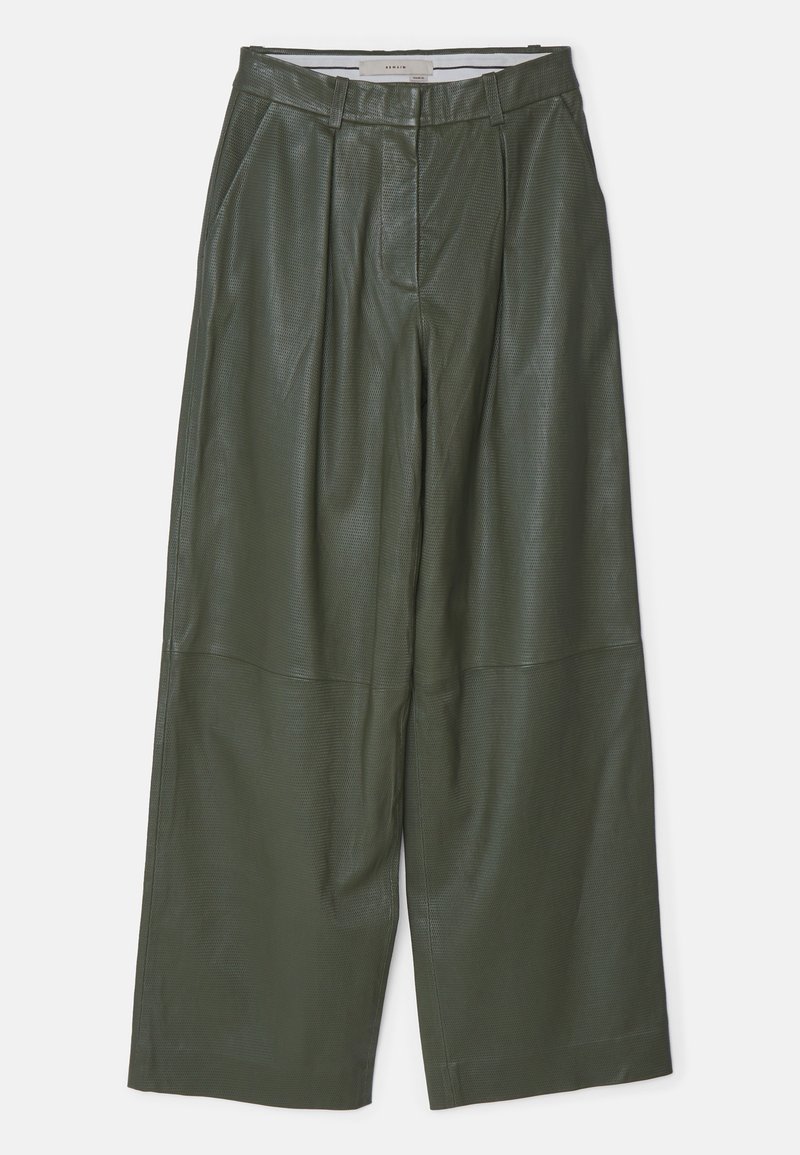 REMAIN Leren broek groen