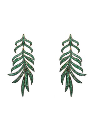 FEATHERED LEAF STATEMENT DROP - Earrings - green