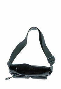 Borsa a tracolla nera, dalla texture unica, con una larga tracolla regolabile, scomparto principale con zip e tasche interne per l'organizzazione.