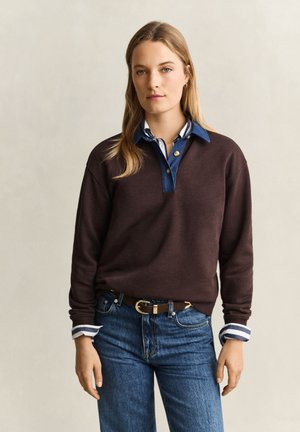 GANT, HEAVY RUGGER DENIM COLLAR - Блуза с дълги ръкави - deep brown