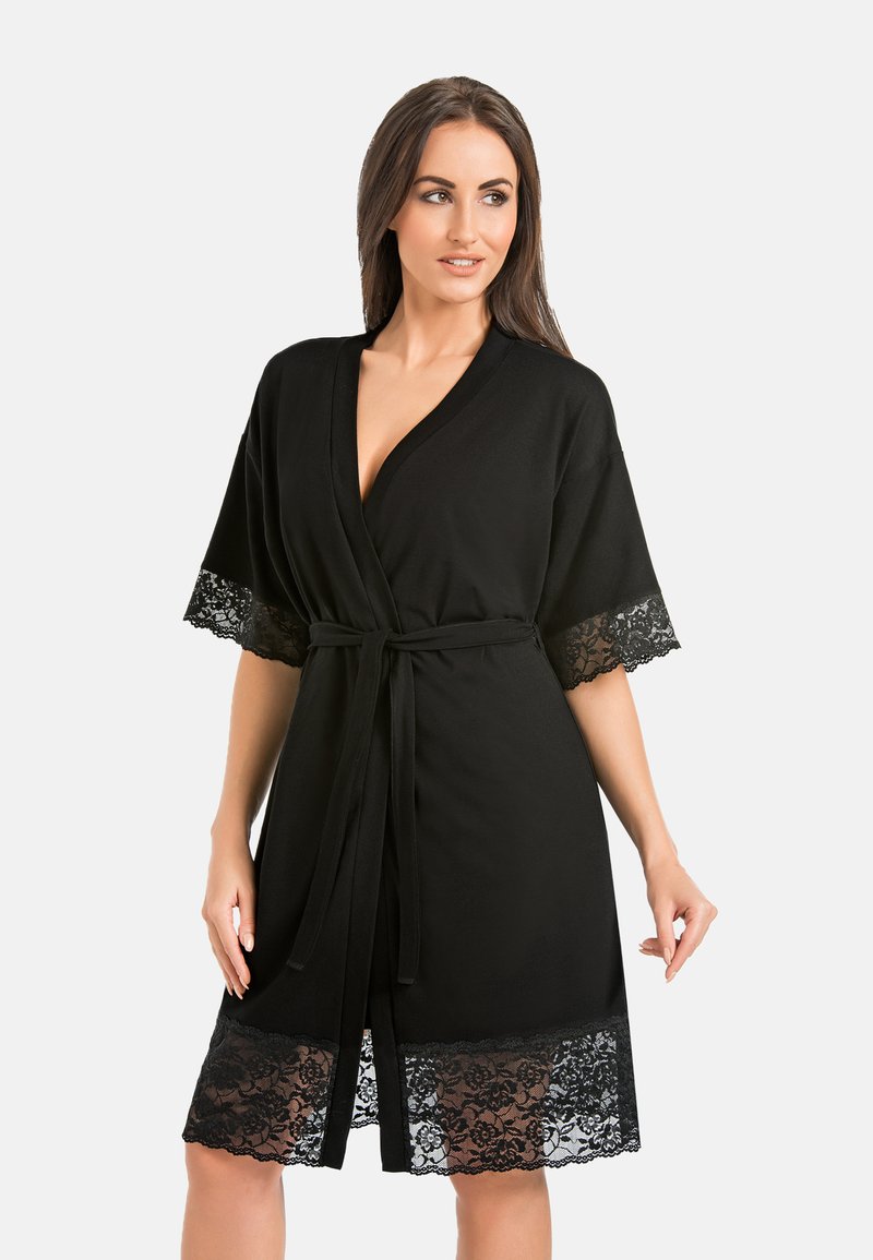 Damen Nachthemden | Teyli GLORIA Bademantel black/schwarz - UF97390 Damen Nachthemden | Teyli GLORIA Bademantel black/schwarz - UF97390