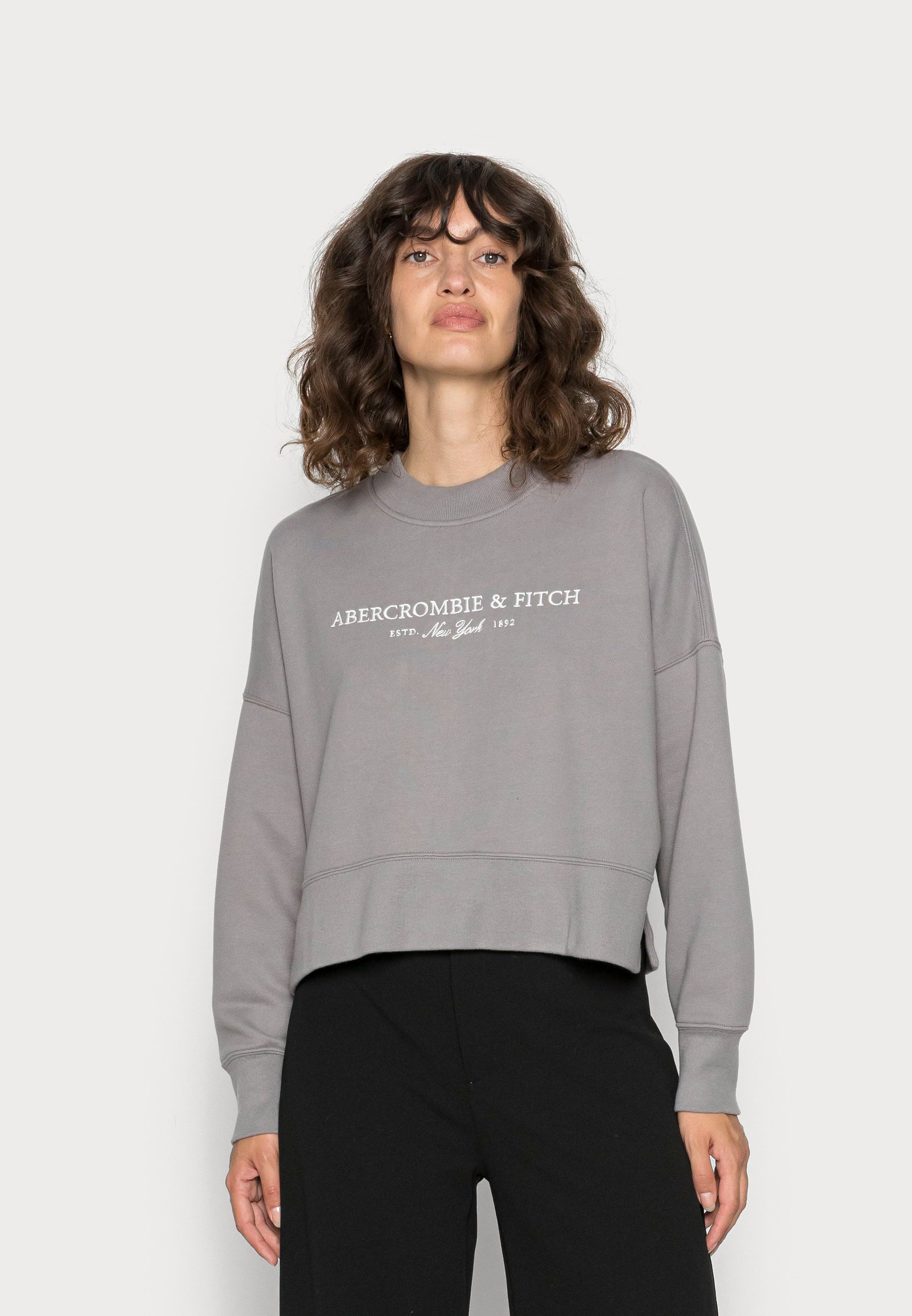 Abercrombie \u0026 Fitch UPPER TIER LOGO CREW - Felpa - cloudburst grey/grigio -  Zalando.it