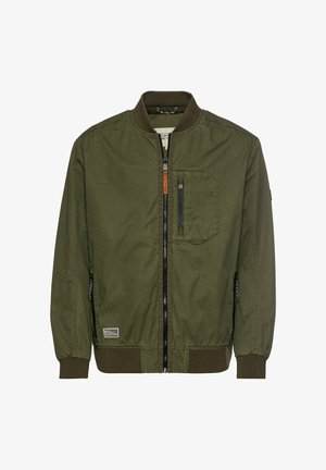 Oliwkowa bomberka z zamkiem z przodu, ściągaczami na mankietach i kołnierzu. Posiada kieszeń na lewej piersi oraz kieszenie boczne, wykonana jest z lekkiego materiału.