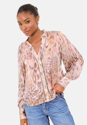 REGULAR FIT - PLEATED - Gombos blúz - neutral animal print