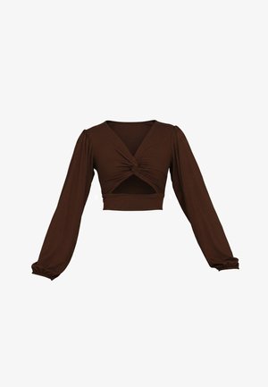 WAL G., ANGELINA BACKLESS - Μπλούζα με μακριά μανίκια - dark brown