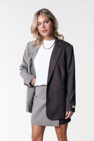 MIMMI CHECK SINGLE BREASTED - Blazer - dark brown