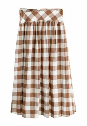 PETITE FIT - GINGHAM - Maxisukňa - brown