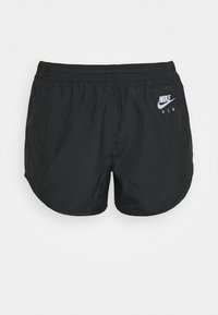 Pantalones cortos deportivos negros hechos de material ligero. Cuentan con una cinturilla elástica y un pequeño logo blanco de Nike Air en el lateral.