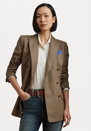 HOUNDSTOOTH DOUBLE BREASTED TWILL BLAZER - Blazer - brown
